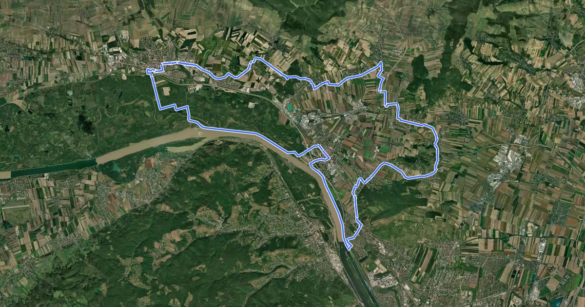 Маршрут Weinviertel Donau Radtour на спутниковом снимке