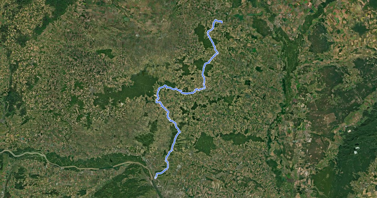 Маршрут Weinviertelweg на спутниковом снимке