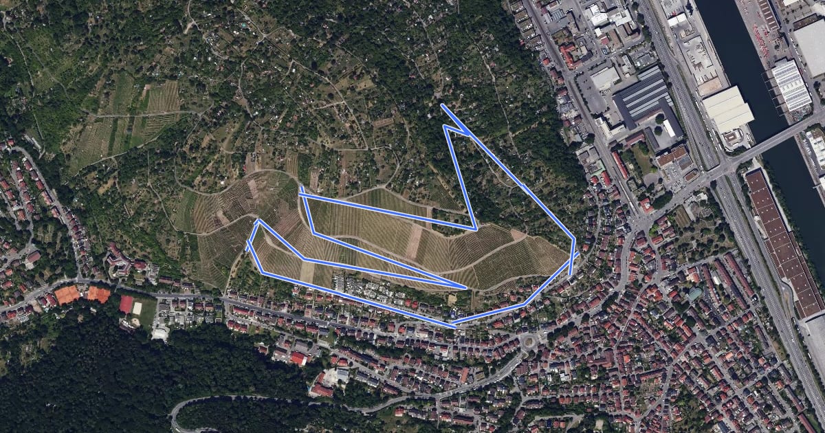Маршрут Weinwandern in Hedelfingen на спутниковом снимке