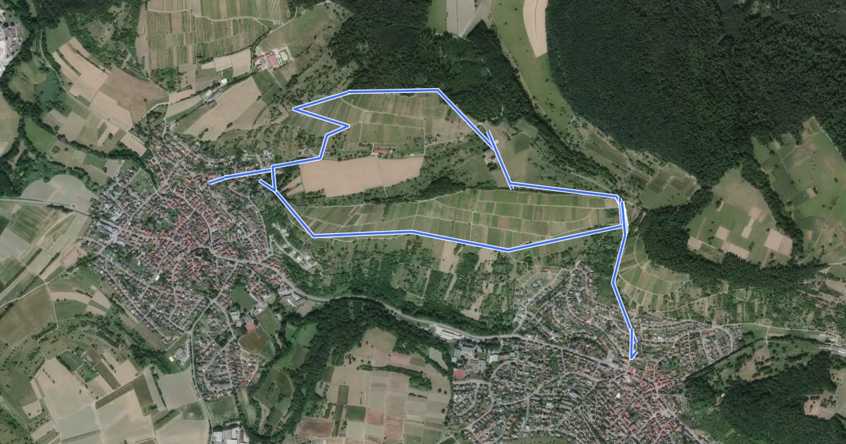 Маршрут Weinwanderweg на спутниковом снимке