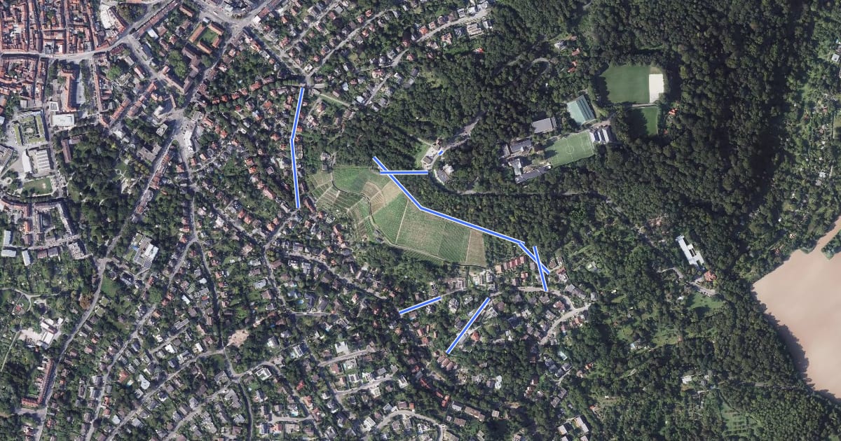Маршрут Weinwanderweg Durlach (grüne Route) на спутниковом снимке