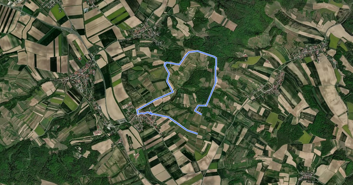 Маршрут Weinwanderweg Wetzdorf (WWWW) на спутниковом снимке