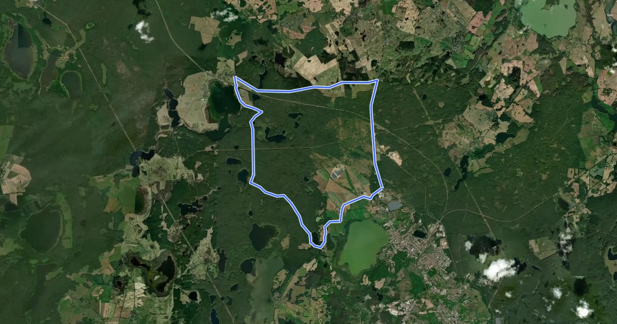 Маршрут Weite Wälder на спутниковом снимке