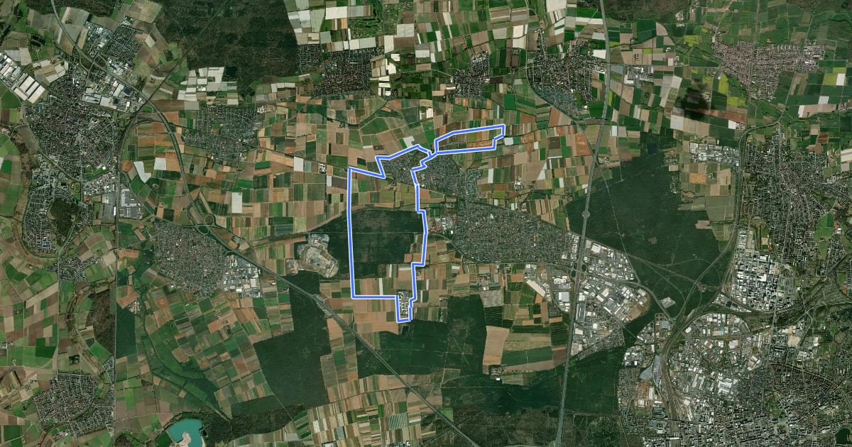 Маршрут Weiterstädter Rundwanderwege - Stadtteilrunde Braunshardt на спутниковом снимке