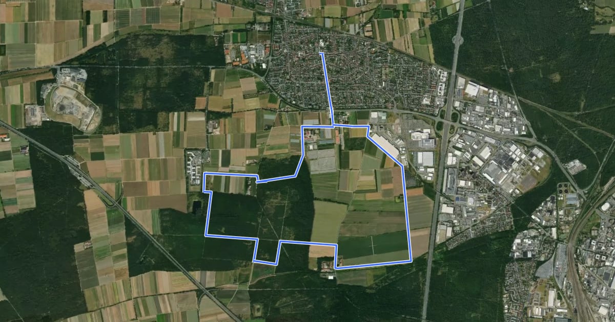 Маршрут Weiterstädter Rundwanderwege - Stadtteilrunde Weiterstadt на спутниковом снимке