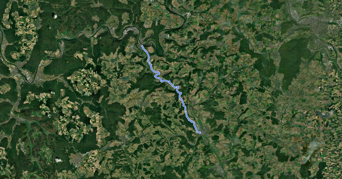 Маршрут Weitwanderweg Romantische Straße WTH - TBB на спутниковом снимке
