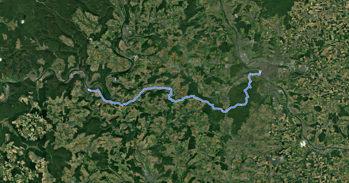 Маршрут Weitwanderweg Romantische Straße WUE - WTH на спутниковом снимке