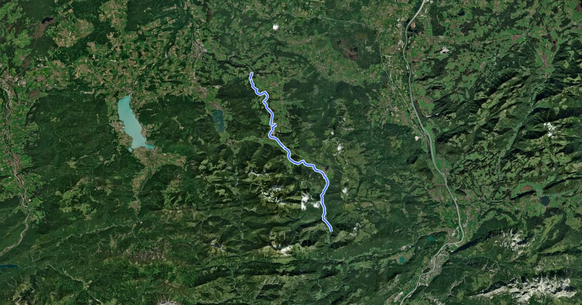 Маршрут Weitwanderweg Ursprungweg на спутниковом снимке