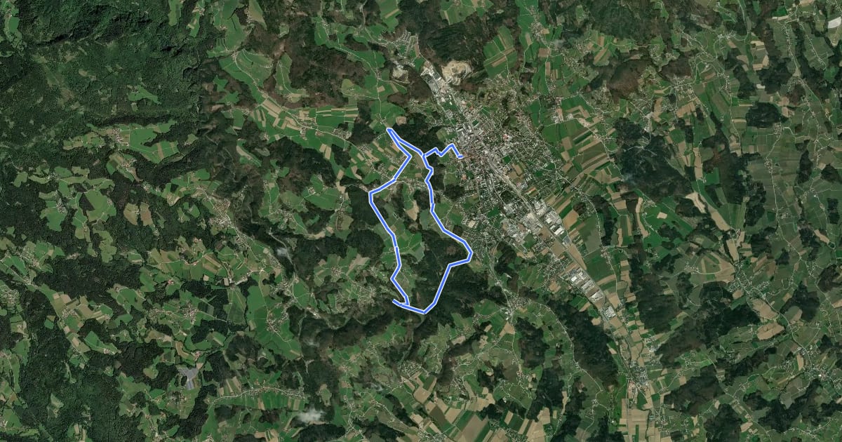 Маршрут Weizer Erlebniswanderweg на спутниковом снимке