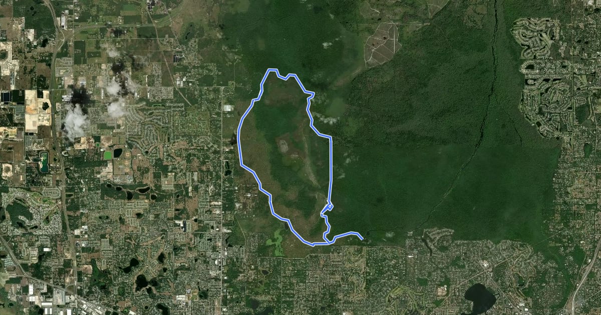 Маршрут Wekiwa Main Hiking Trail на спутниковом снимке
