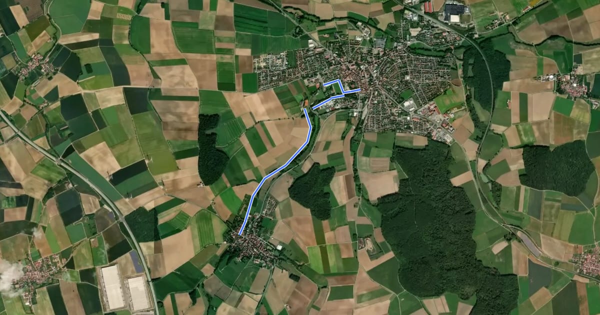 Маршрут Welbhausen - Uffenheim на спутниковом снимке