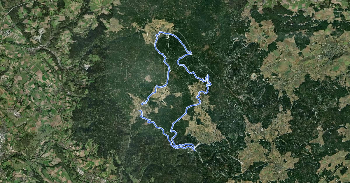 Маршрут Wellness-Wander-Weg Fichtelgebirge на спутниковом снимке