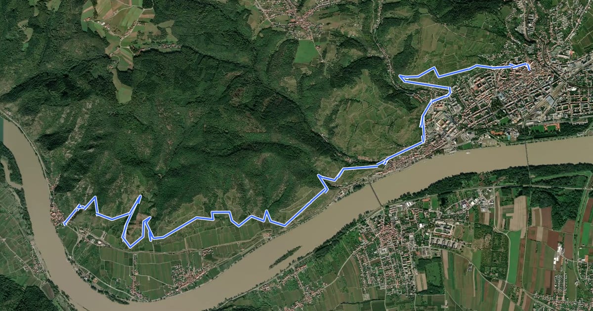 Маршрут Welterbesteig Wachau Etappe 1 на спутниковом снимке