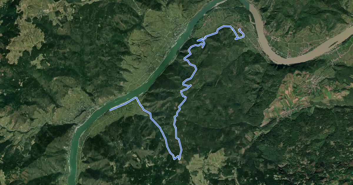 Маршрут Welterbesteig Wachau Etappe 11 на спутниковом снимке