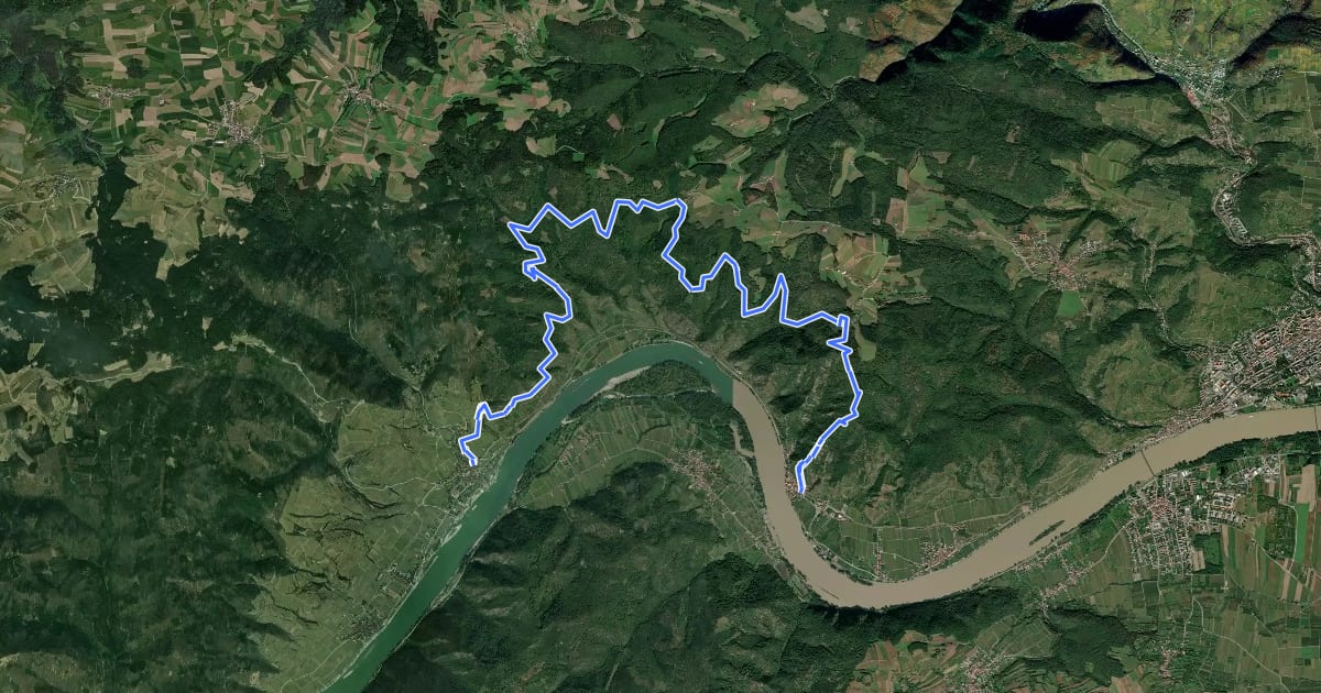 Маршрут Welterbesteig Wachau Etappe 2 на спутниковом снимке