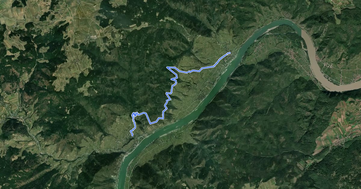 Маршрут Welterbesteig Wachau Etappe 3 на спутниковом снимке