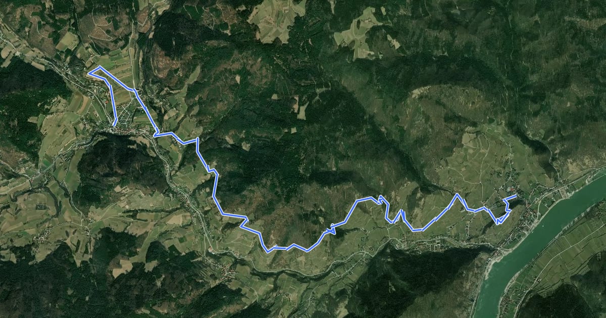 Маршрут Welterbesteig Wachau Etappe 4 на спутниковом снимке