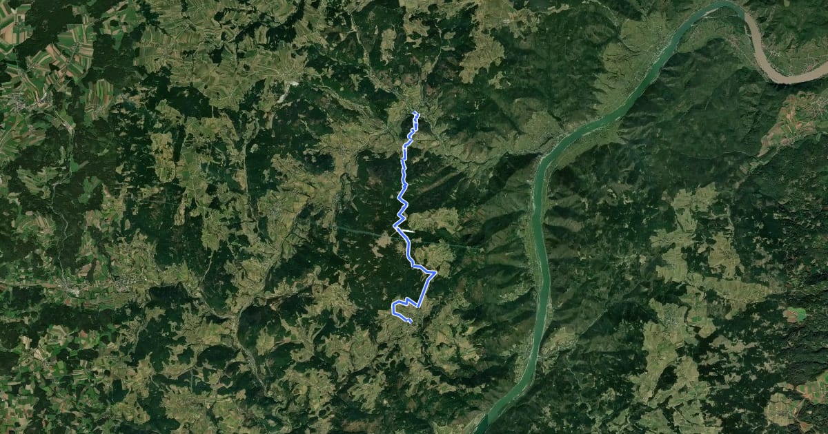 Маршрут Welterbesteig Wachau Etappe 5 на спутниковом снимке
