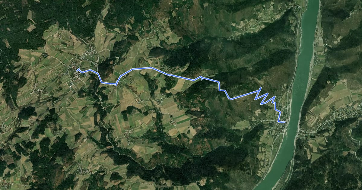 Маршрут Welterbesteig Wachau Etappe 6 на спутниковом снимке