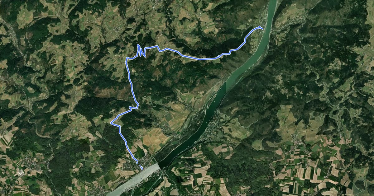 Маршрут Welterbesteig Wachau Etappe 7 на спутниковом снимке