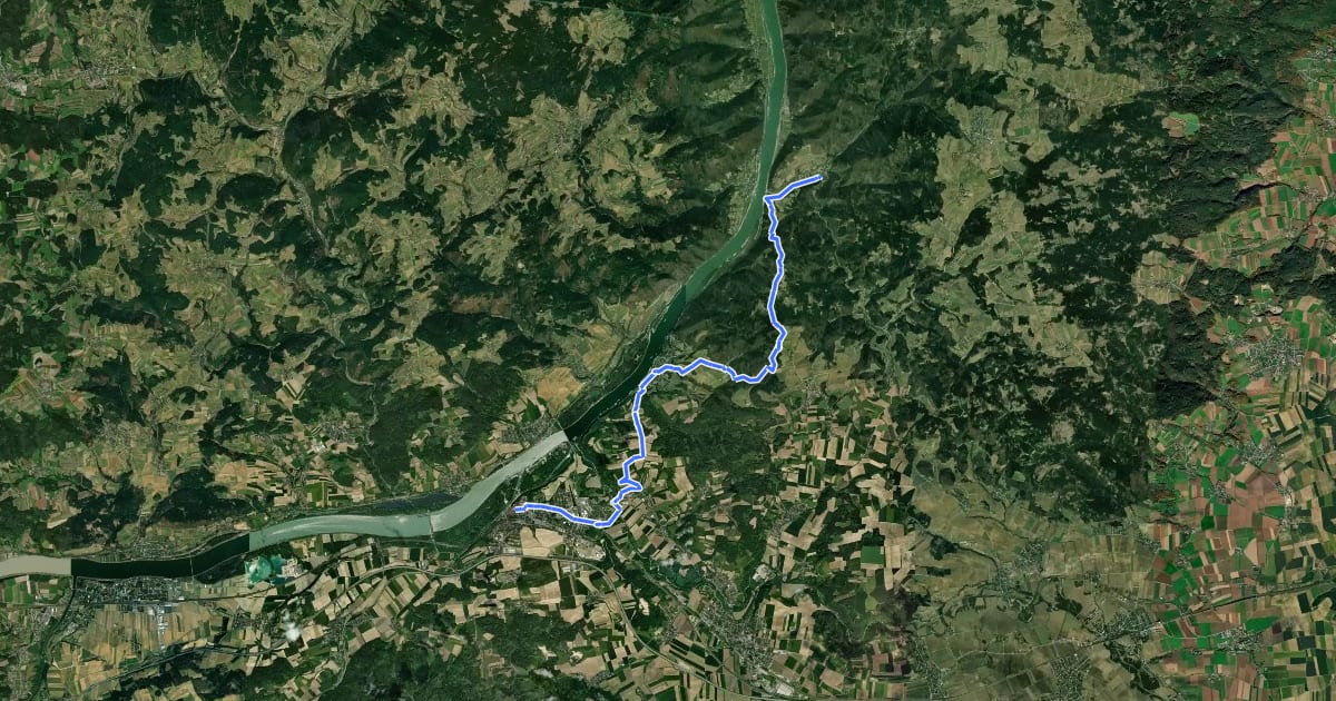 Маршрут Welterbesteig Wachau Etappe 9 на спутниковом снимке