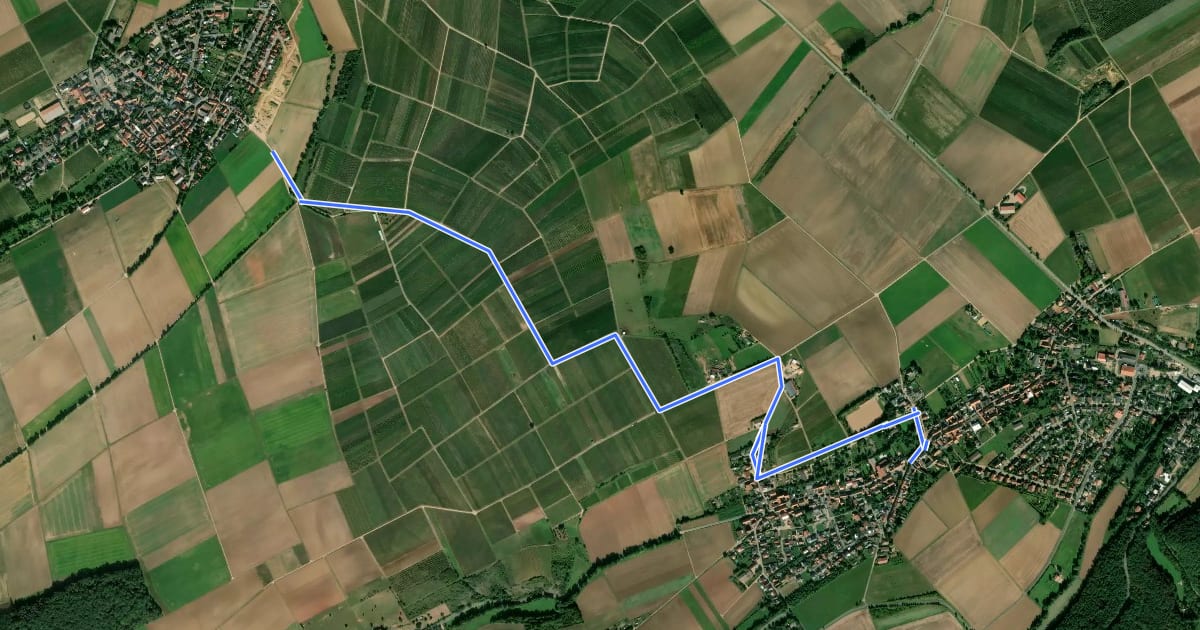 Маршрут Wendelsheim - Stein-Bockenheim на спутниковом снимке