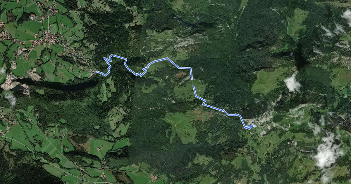 Маршрут Wendelstein - Birkenstein на спутниковом снимке