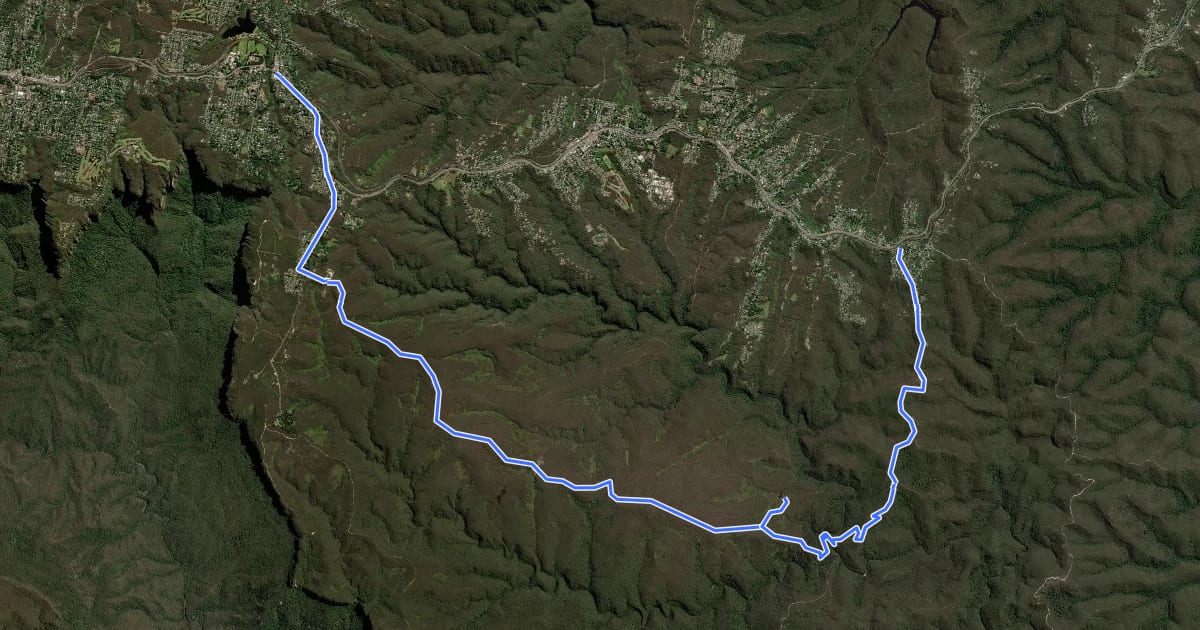 Маршрут Wentworth Falls to Woodford via Ingar campground на спутниковом снимке