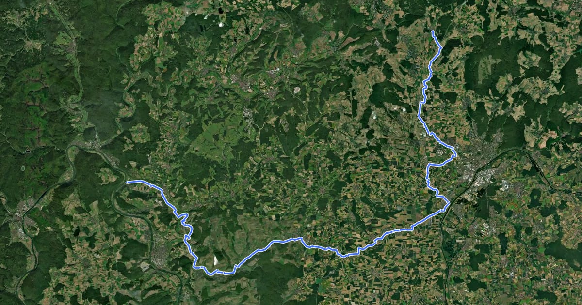 Маршрут Wern-Radweg на спутниковом снимке