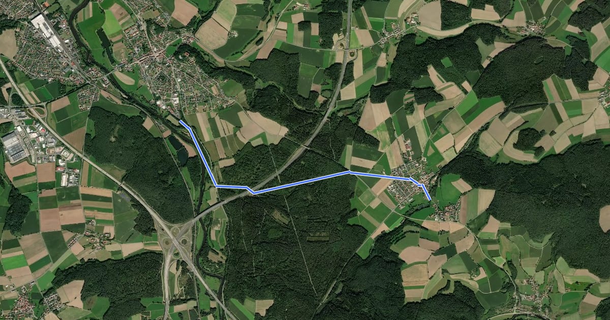 Маршрут Wernberg-Köblitz-Weihern (Uferpfad) на спутниковом снимке