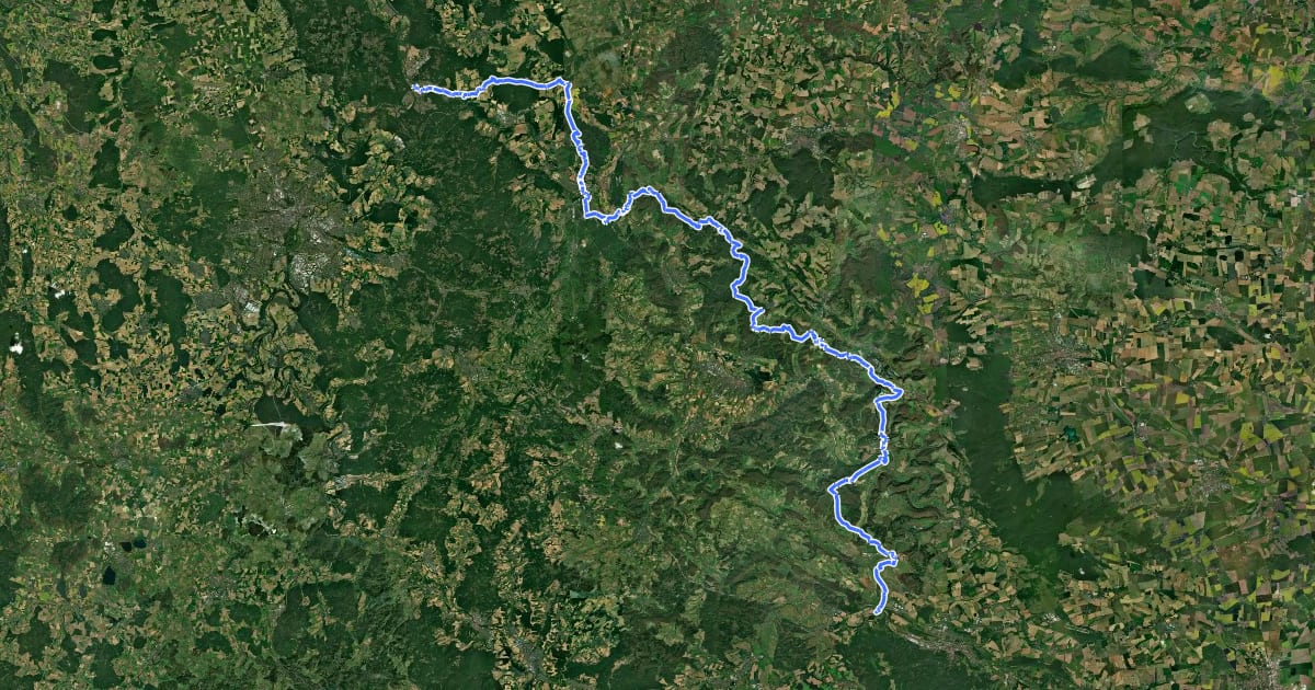 Маршрут Werra-Burgen-Steig Teilstrecke Nord-West на спутниковом снимке