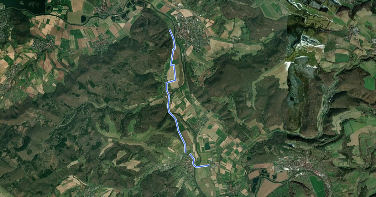 Маршрут Werraradweg Variante Großburschla на спутниковом снимке