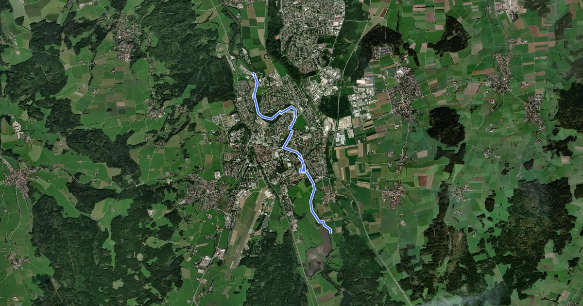 Маршрут Wertach-Wanderweg durch Kaufbeuren на спутниковом снимке
