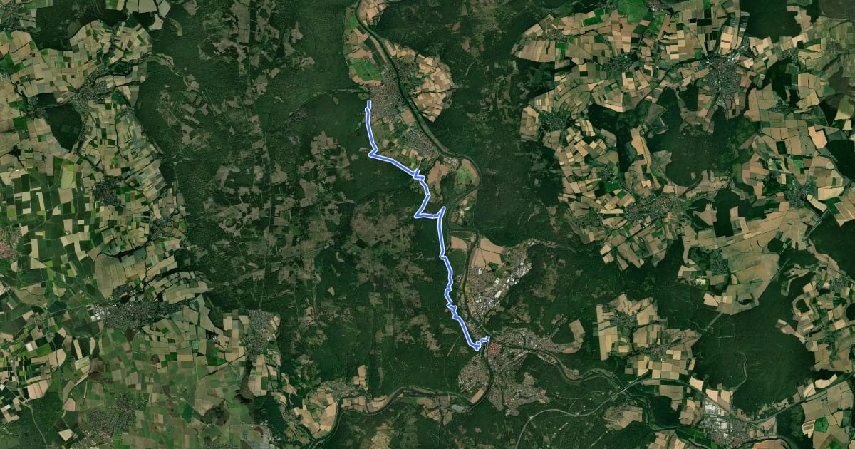 Маршрут Weserberglandweg - Etappe 1 на спутниковом снимке