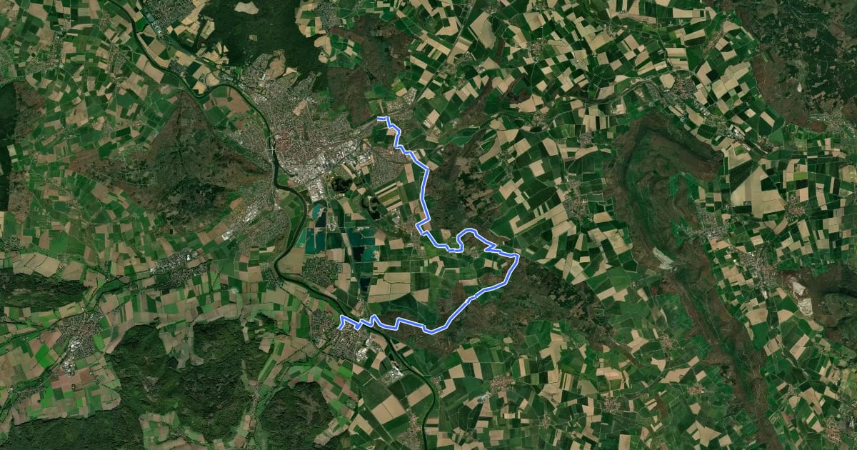 Маршрут Weserberglandweg - Etappe 10 на спутниковом снимке