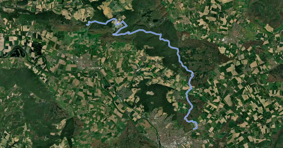Маршрут Weserberglandweg - Etappe 11 на спутниковом снимке
