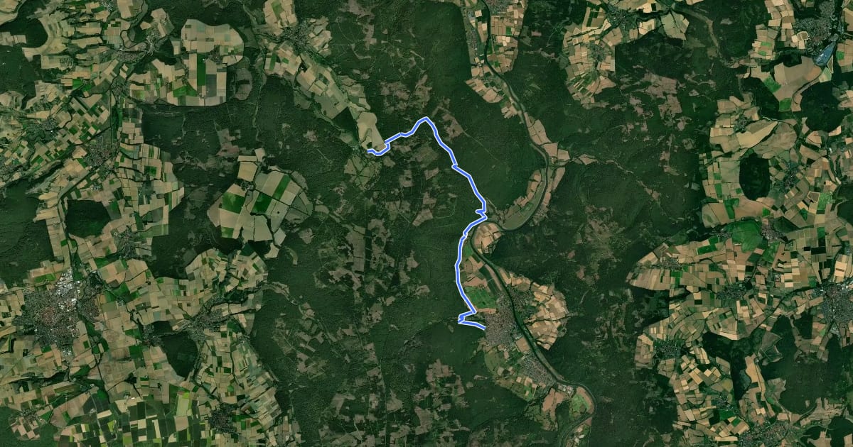 Маршрут Weserberglandweg - Etappe 2 на спутниковом снимке