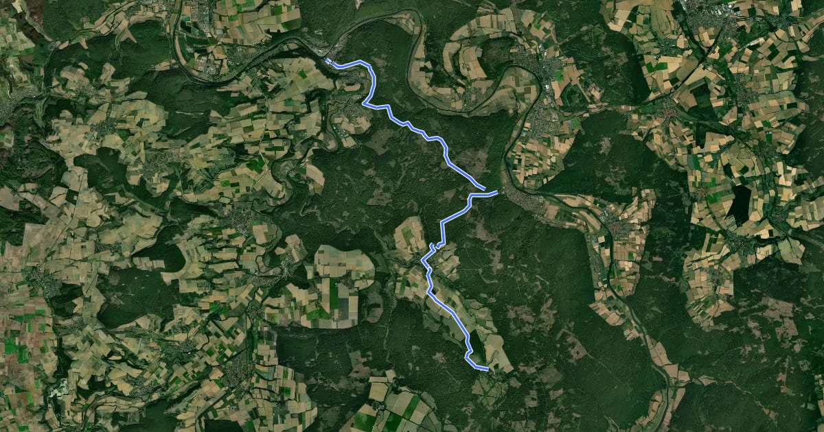 Маршрут Weserberglandweg - Etappe 3 на спутниковом снимке