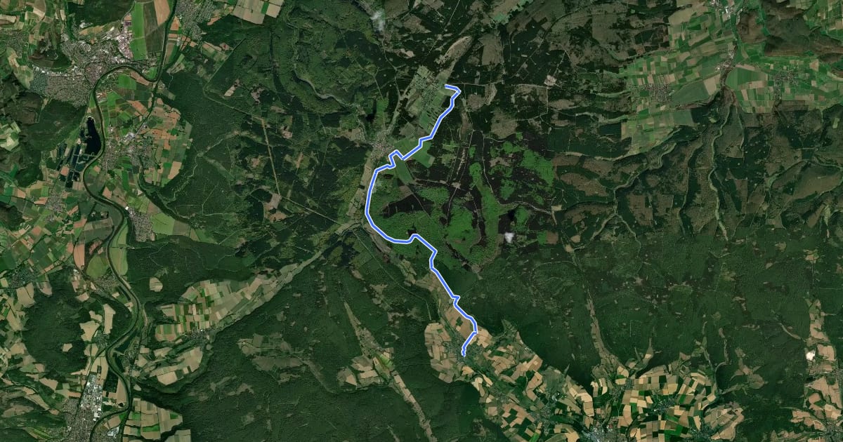 Маршрут Weserberglandweg - Etappe 5 на спутниковом снимке