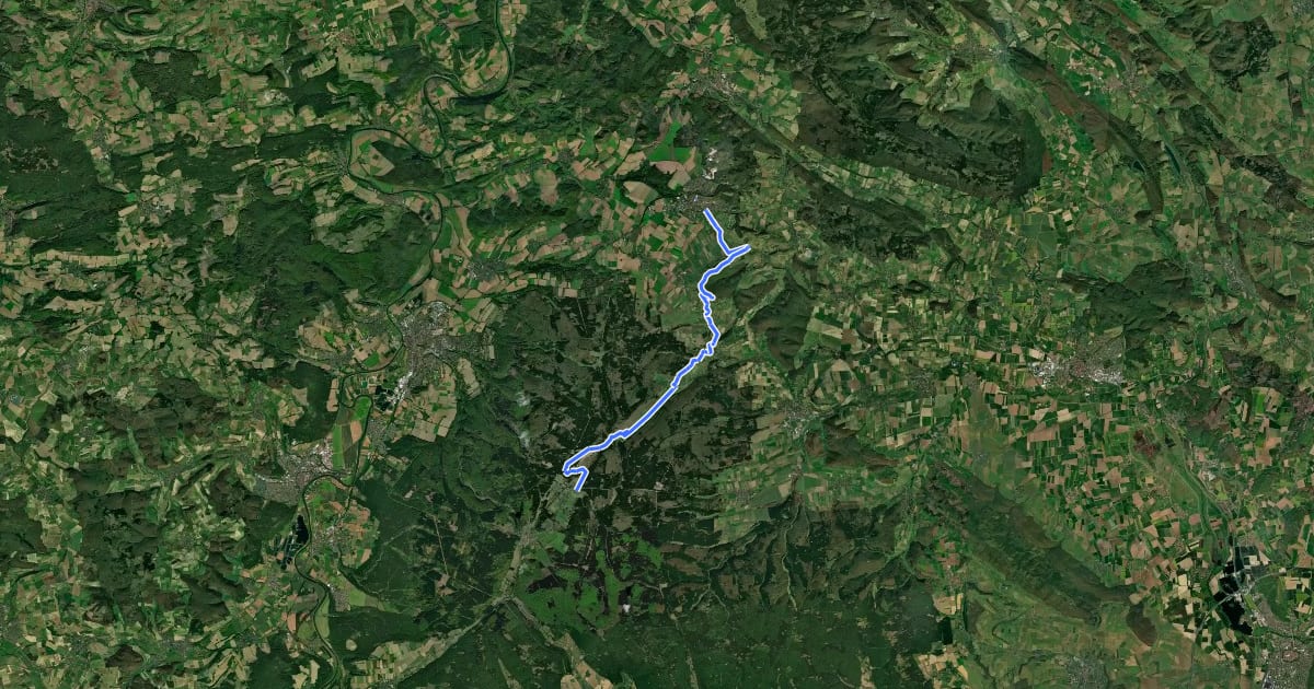 Маршрут Weserberglandweg - Etappe 6 на спутниковом снимке