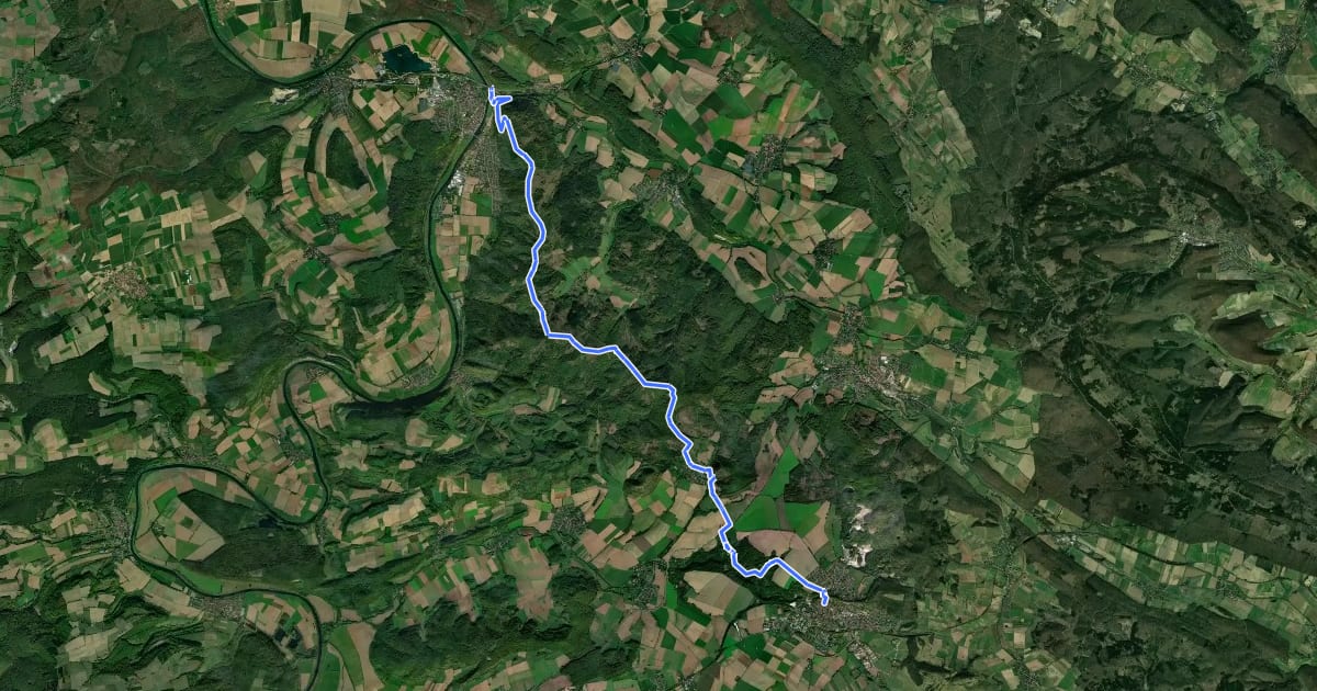 Маршрут Weserberglandweg - Etappe 7 на спутниковом снимке
