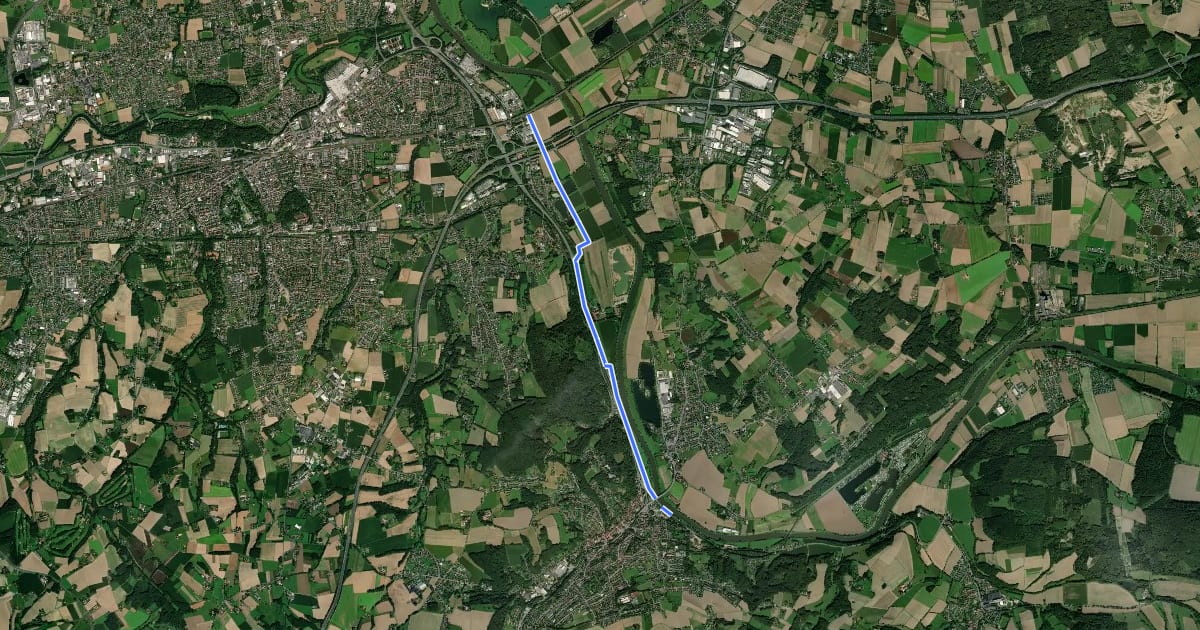 Маршрут Weserradweg Alternativroute на спутниковом снимке
