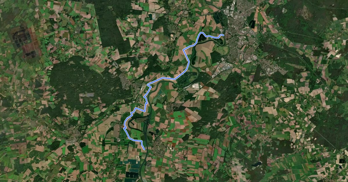 Маршрут Weserradweg (Alternativstrecke) на спутниковом снимке
