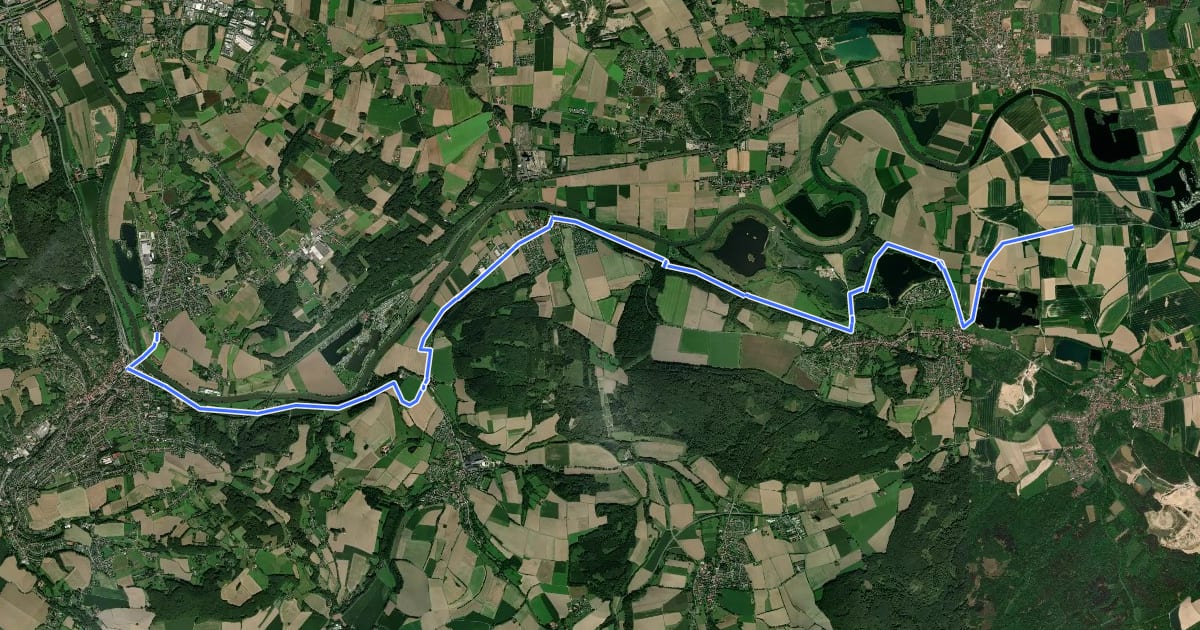 Маршрут Weserradweg Nebenroute Rinteln - Kalletal - Vlotho на спутниковом снимке