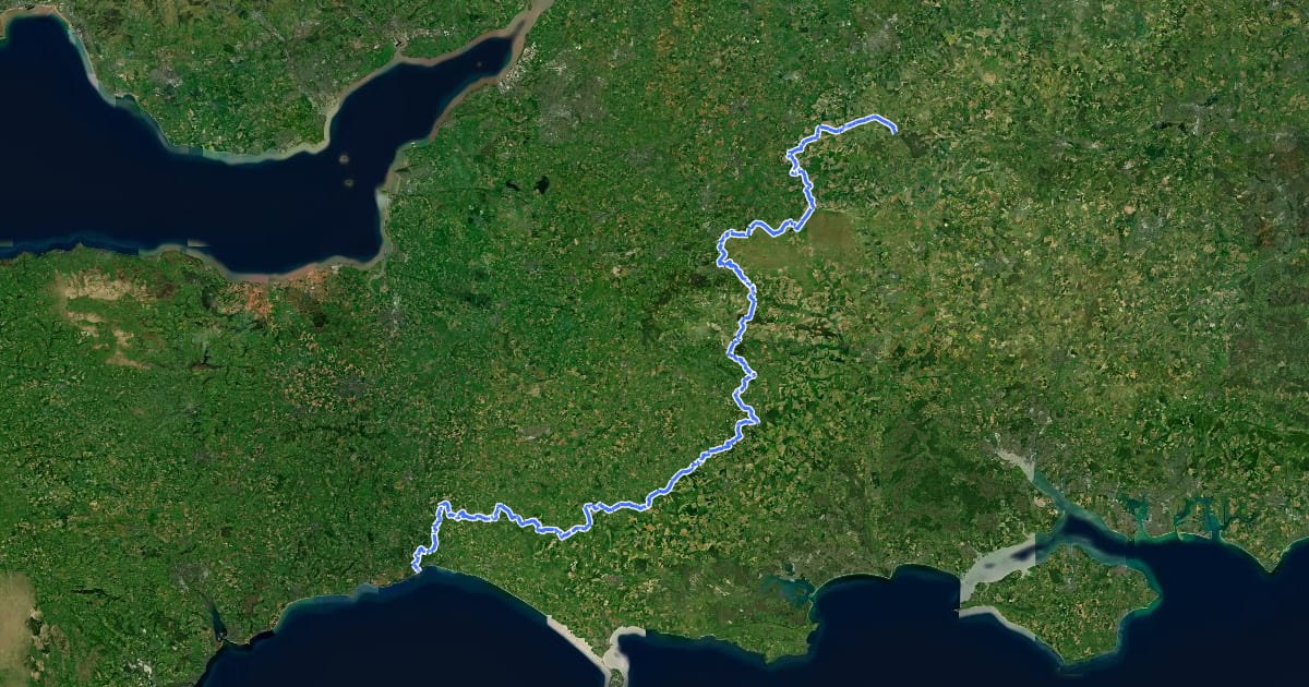 Маршрут Wessex Ridgeway на спутниковом снимке