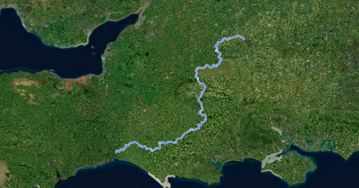 Маршрут Wessex Ridgeway Trail на спутниковом снимке