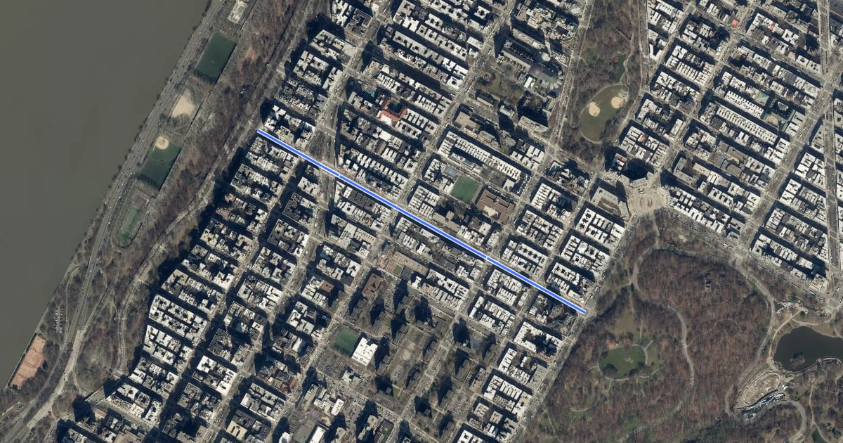 Маршрут West 106th Street на спутниковом снимке