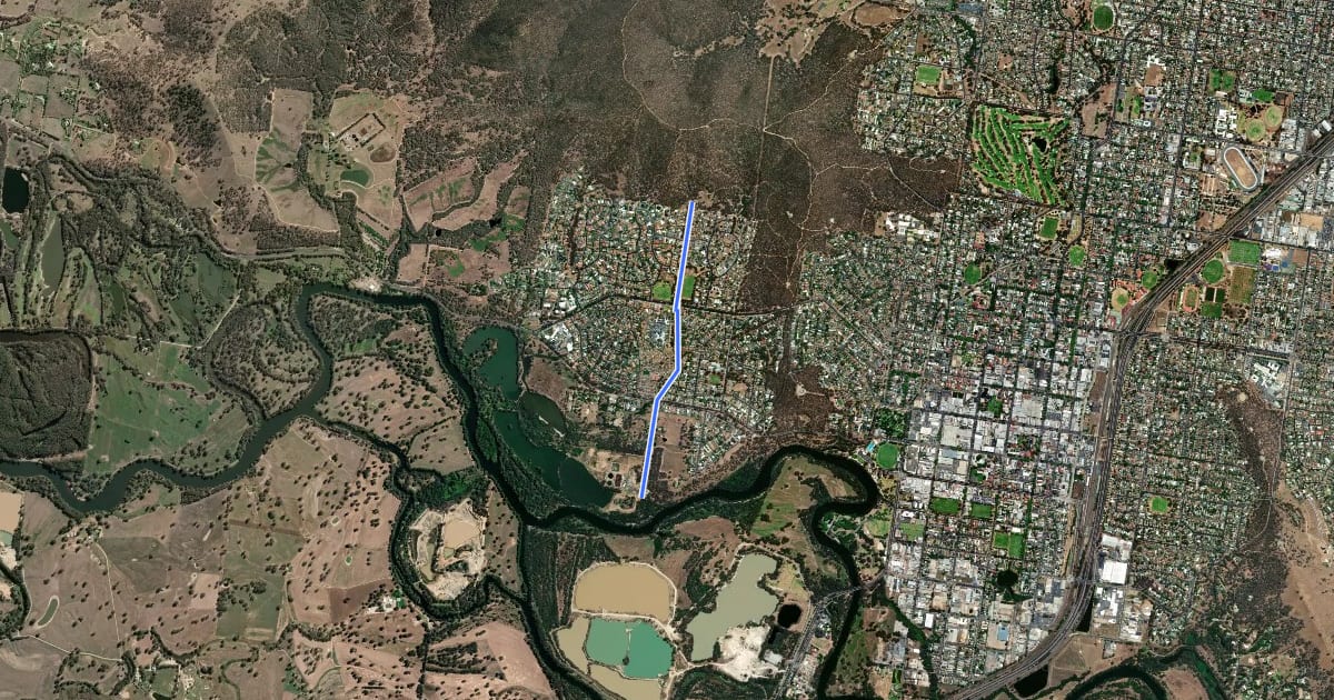 Маршрут West Albury Trail на спутниковом снимке