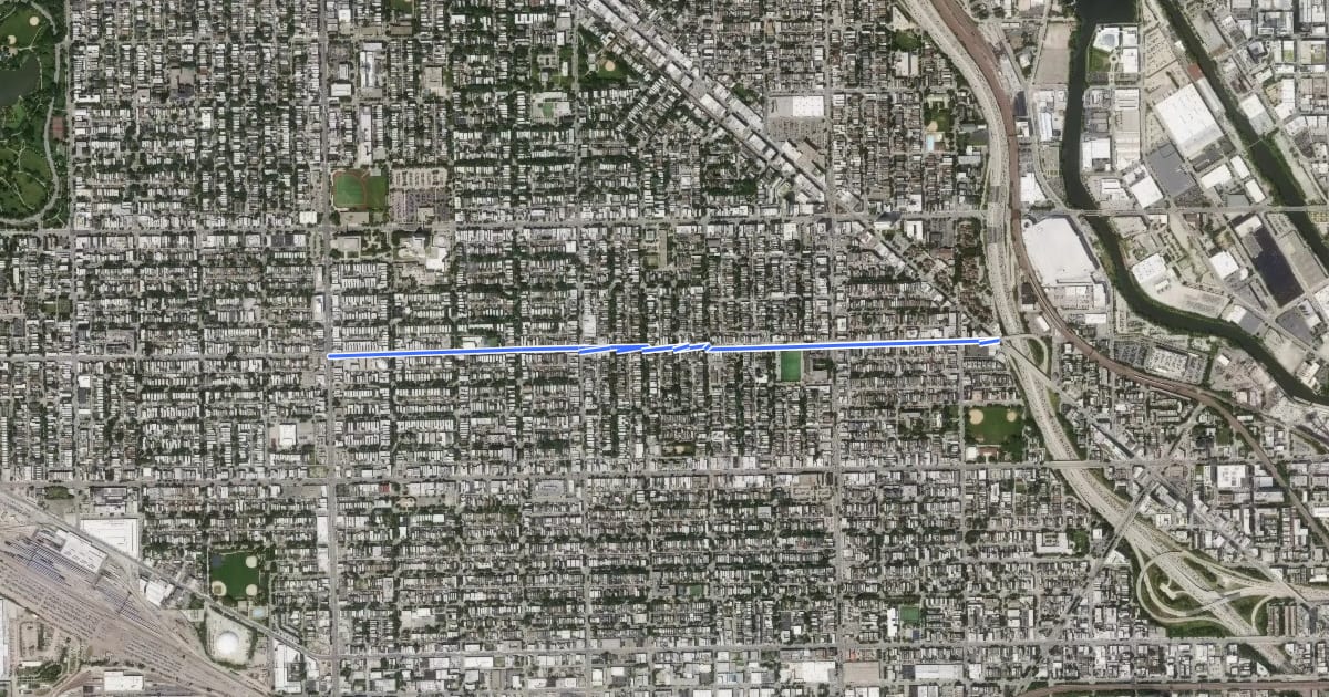 Маршрут West Augusta Cycleway на спутниковом снимке