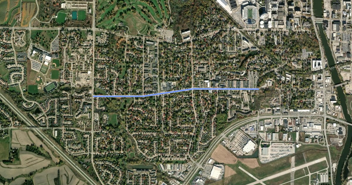 Маршрут West Benton Street на спутниковом снимке